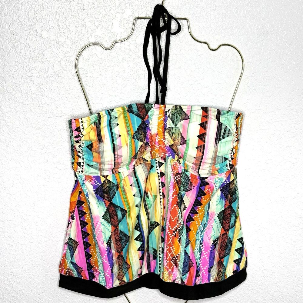 Heart & Harmony Women's Multi-Color Tankini Halter Swim Top Plus Size 1X NEW!